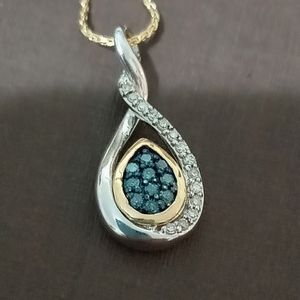 Sterling Silver Diamond Pendant w/ 14kt Accent